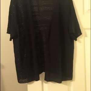 Navy Blue crochet short sleeve jacket 2X